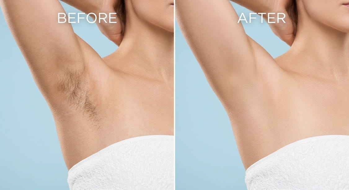 Laser hair removal before after